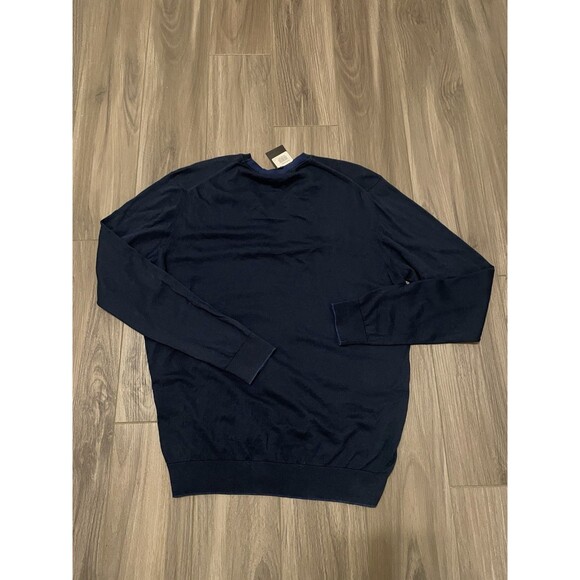 Jared Lang Sweater Mens XXL Blue Solid Pullover Sweatshirt 100% Cotton NWT - Picture 2 of 9